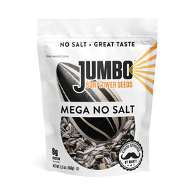 JUMBO SUNFLOWER SEEDS no-salt roasted bag for convenient snacking and sustained energy.