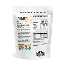 JUMBO SUNFLOWER SEEDS pack on plate showing snackable, protein-rich crunch for active days.