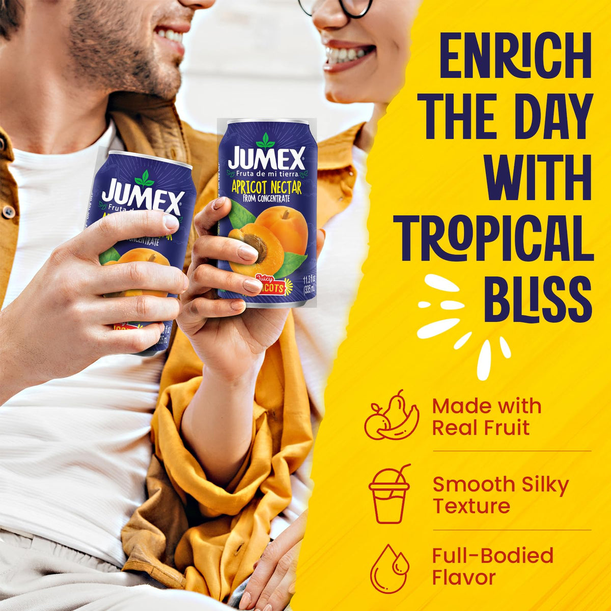 Jumex Apricot Nectar 24-pack display emphasizes bulk convenience for families