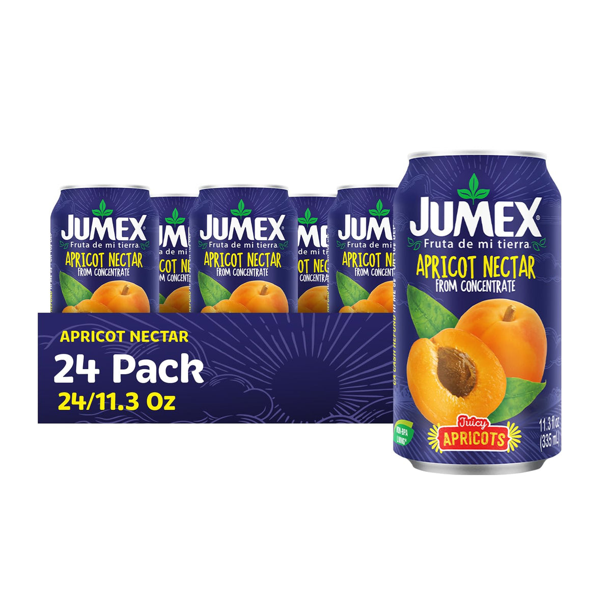 Jumex Apricot Nectar can close-up shows rich puree ideal for smoothies