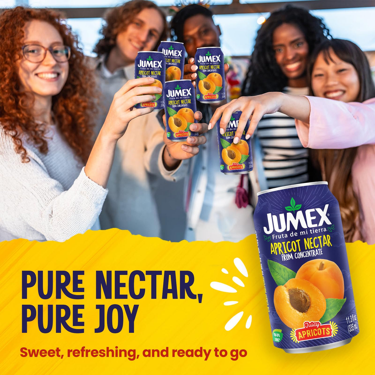 Jumex Apricot Nectar fruit puree swirl demonstrates premium texture for blending