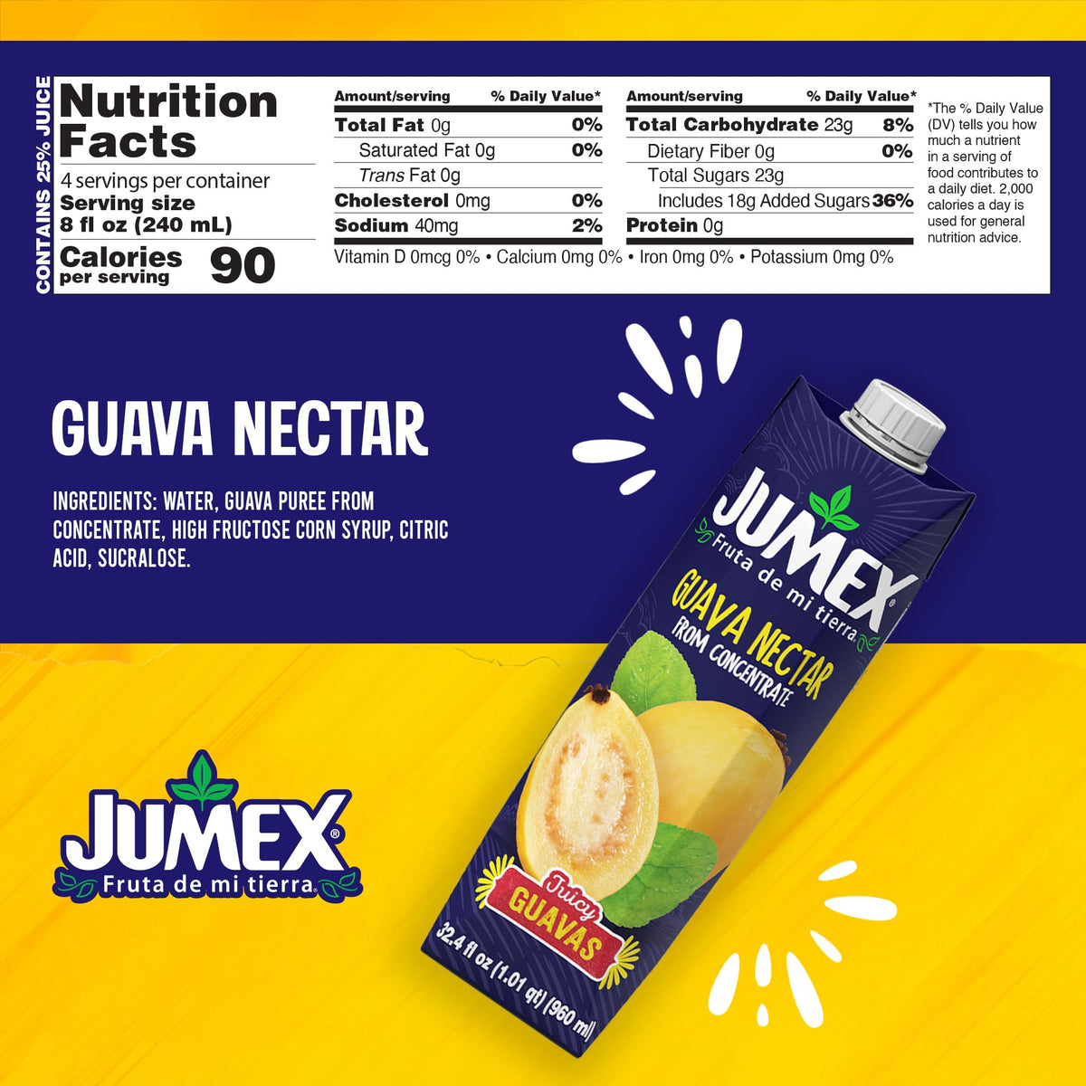 Glass of Jumex Guava Nectar suitable for smoothies or mocktails