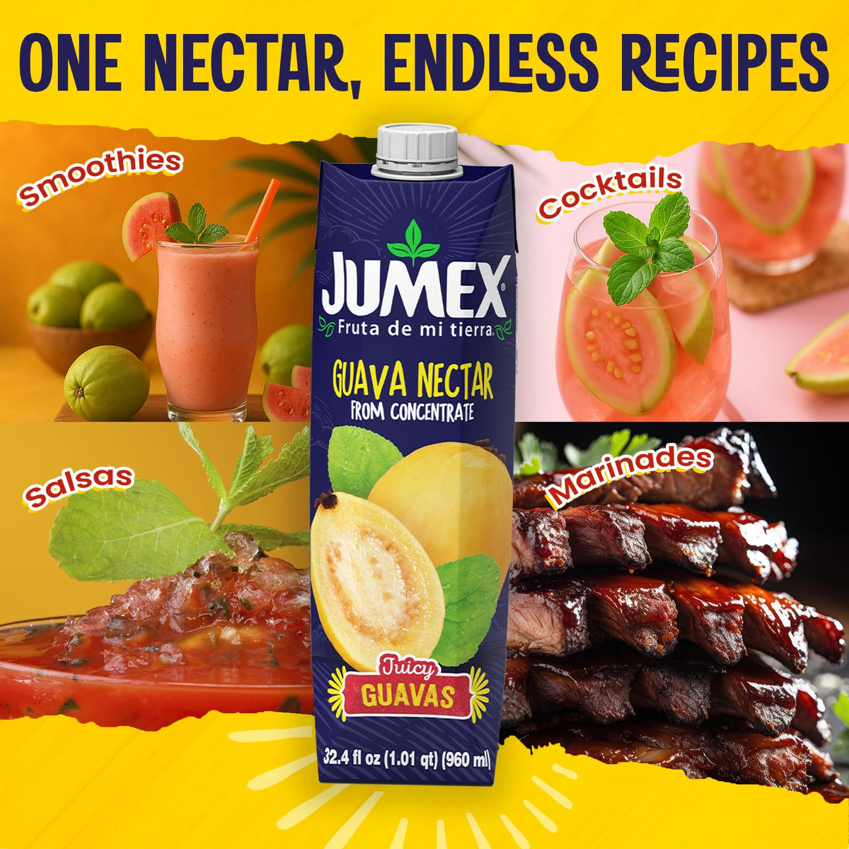 Smoothie base with Jumex Guava Nectar adding vibrant color