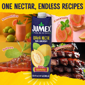 Smoothie base with Jumex Guava Nectar adding vibrant color