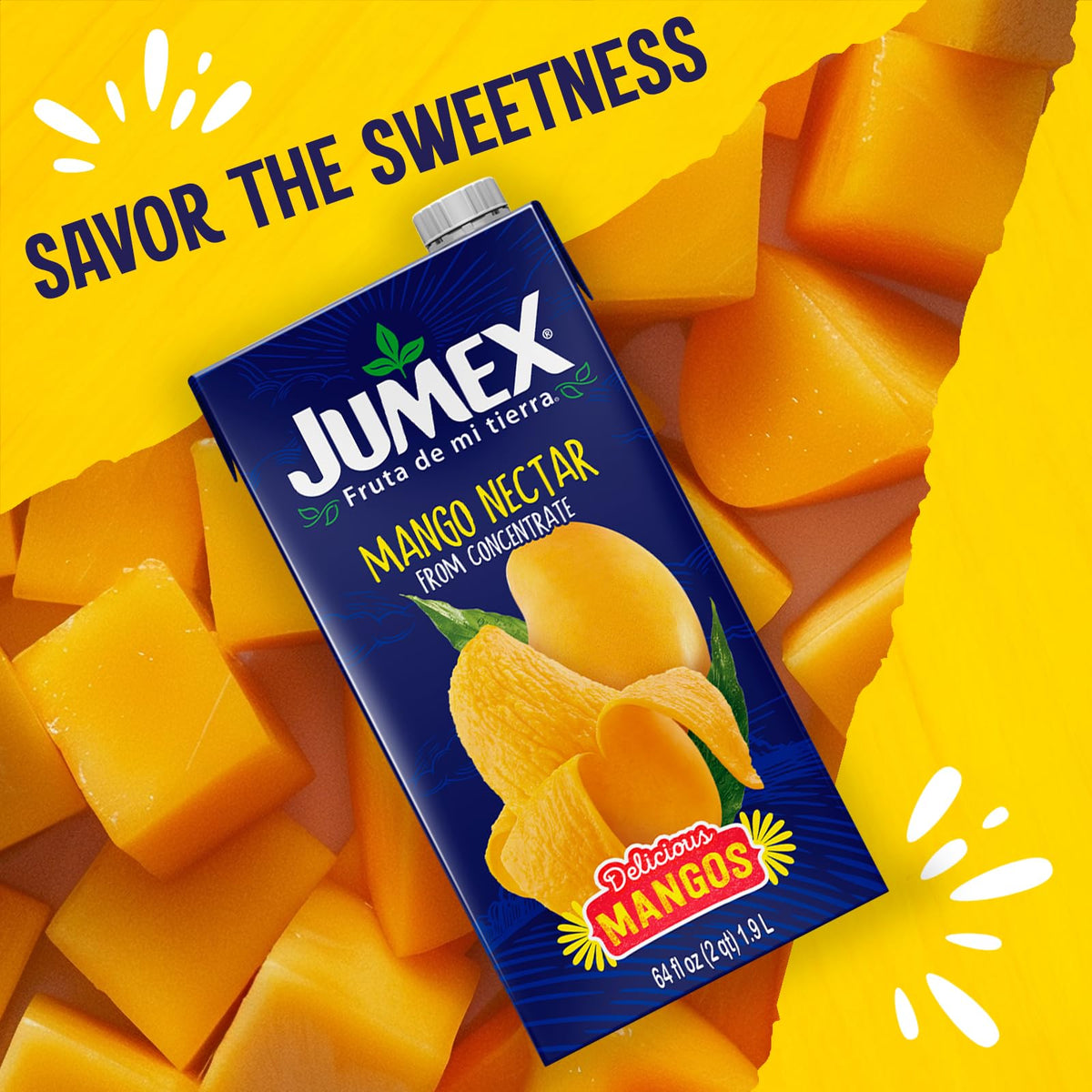 Jumex Mango Nectar carton displayed for bulk gatherings.