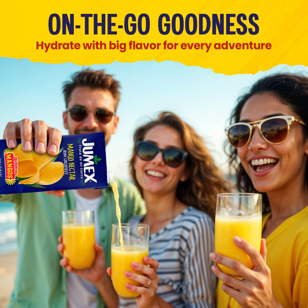 Jumex Mango Nectar cocktail scene reveals vibrant, crowd-friendly drinks.