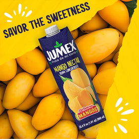 Family table scene with Jumex Mango Nectar as a refreshing finish.