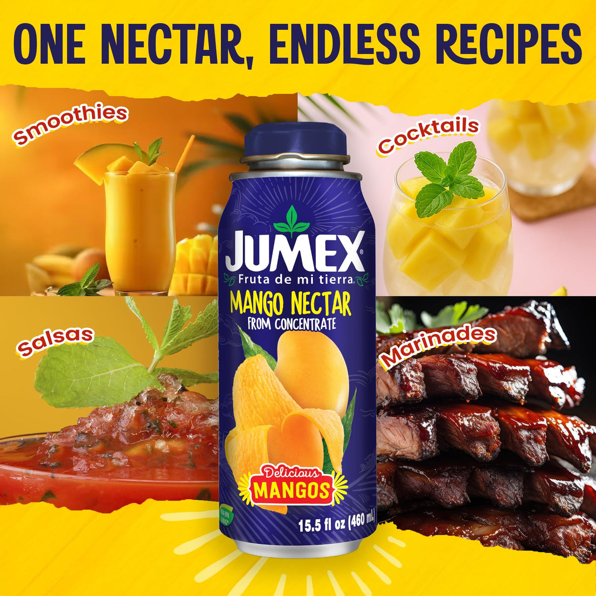 Jumex Mango Nectar glass with straw, enjoyed by kids as a refreshing drink.