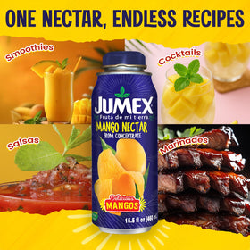 Jumex Mango Nectar glass with straw, enjoyed by kids as a refreshing drink.