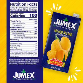 Jumex Mango Nectar pour showing thick, ready-to-use puree ideal for cocktails.