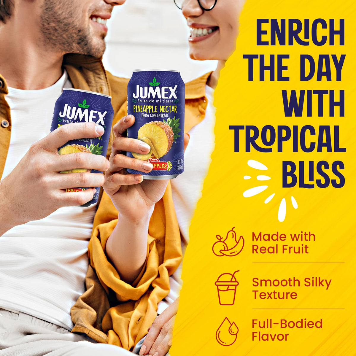 Jumex Pineapple Juice Nectar cans in a 24-pack ready for gatherings