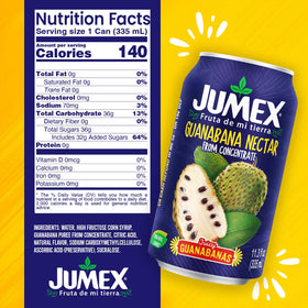 Jumex Soursop Nectar can pouring into a glass for refreshing drinks.