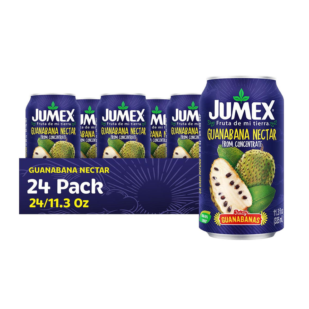Jumex Soursop Nectar close-up showing vibrant Guanabana puree for tropical smoothies.