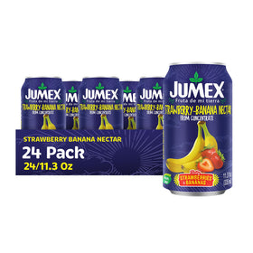 Jumex Strawberry Banana Nectar can front view highlights bold fruit flavor ready to sip
