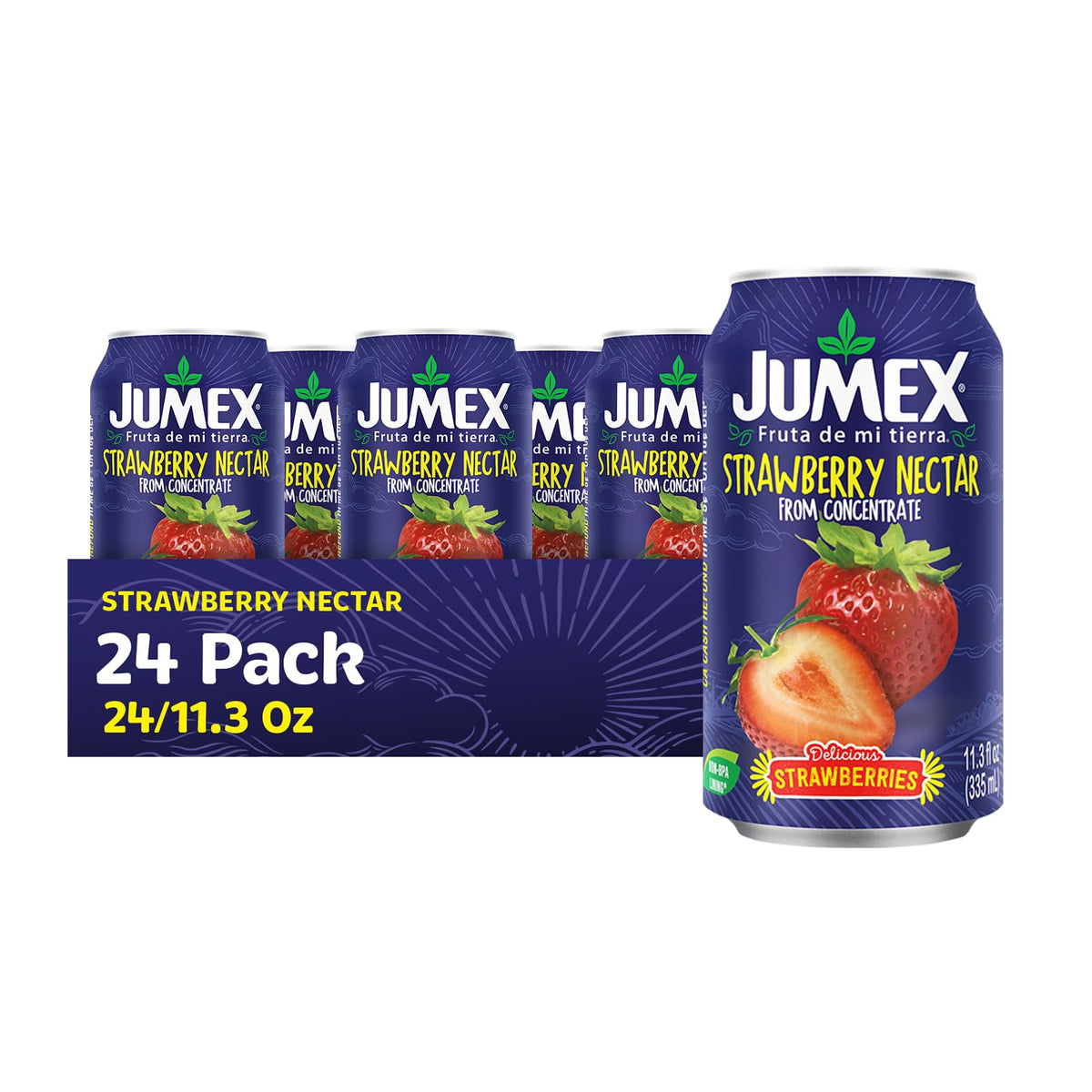Jumex Strawberry Nectar can showcasing bold fruit flavor for smoothies.