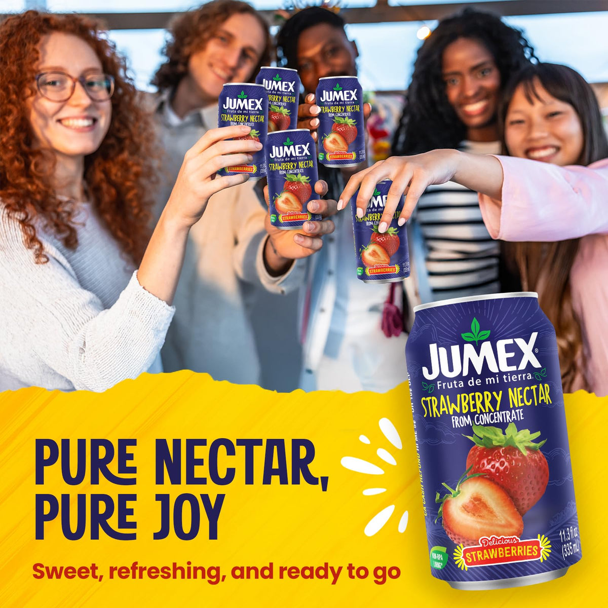 Jumex Strawberry Nectar pour shot, thick nectar ideal for cocktails.