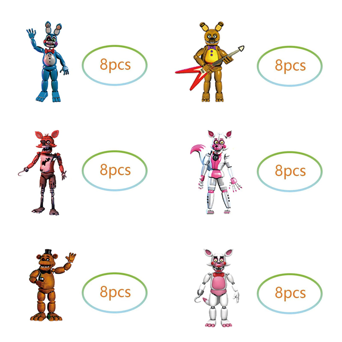 Jun Qi Freddy character cake toppers create instant themed focal points on cakes.