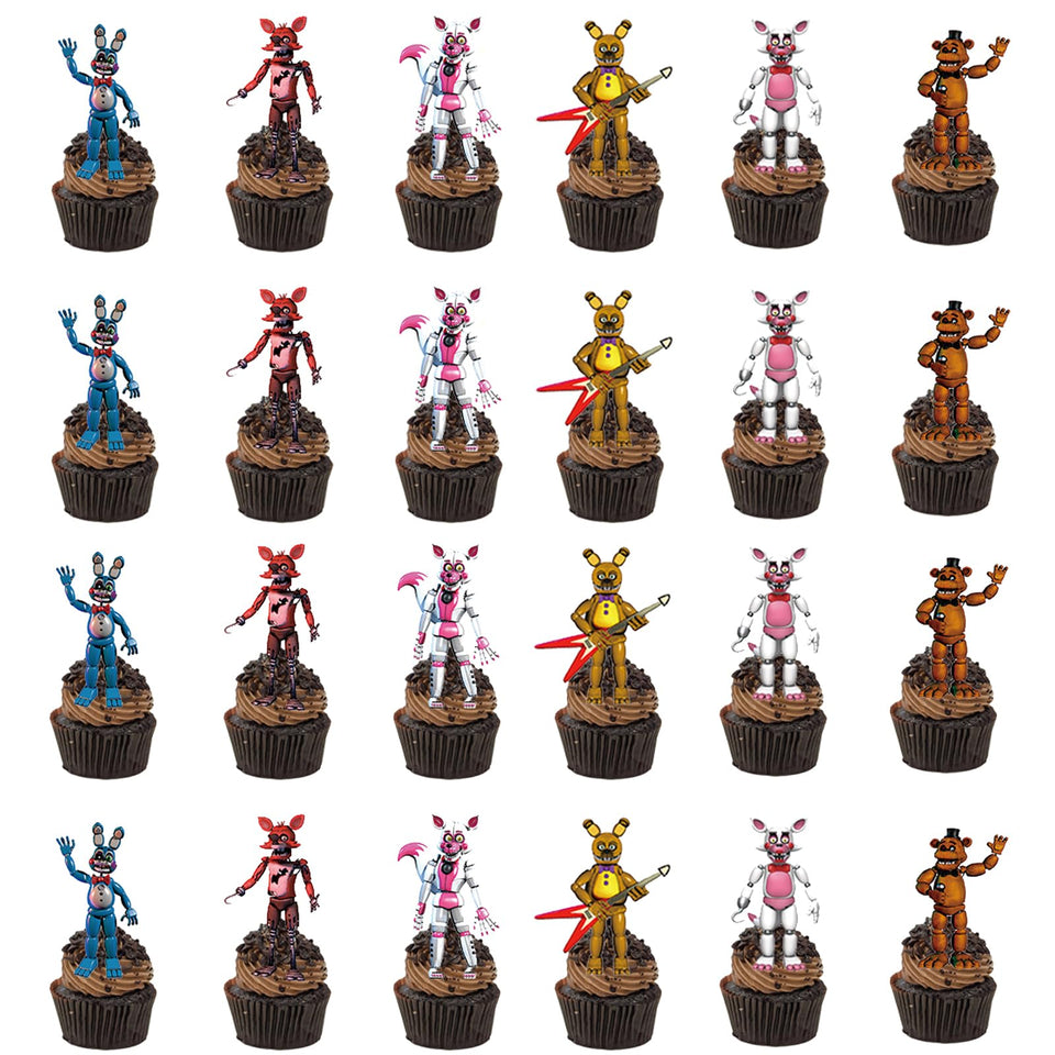 Jun Qi Freddy cupcake toppers pack adds playful Freddy flair to cupcakes for themed parties.
