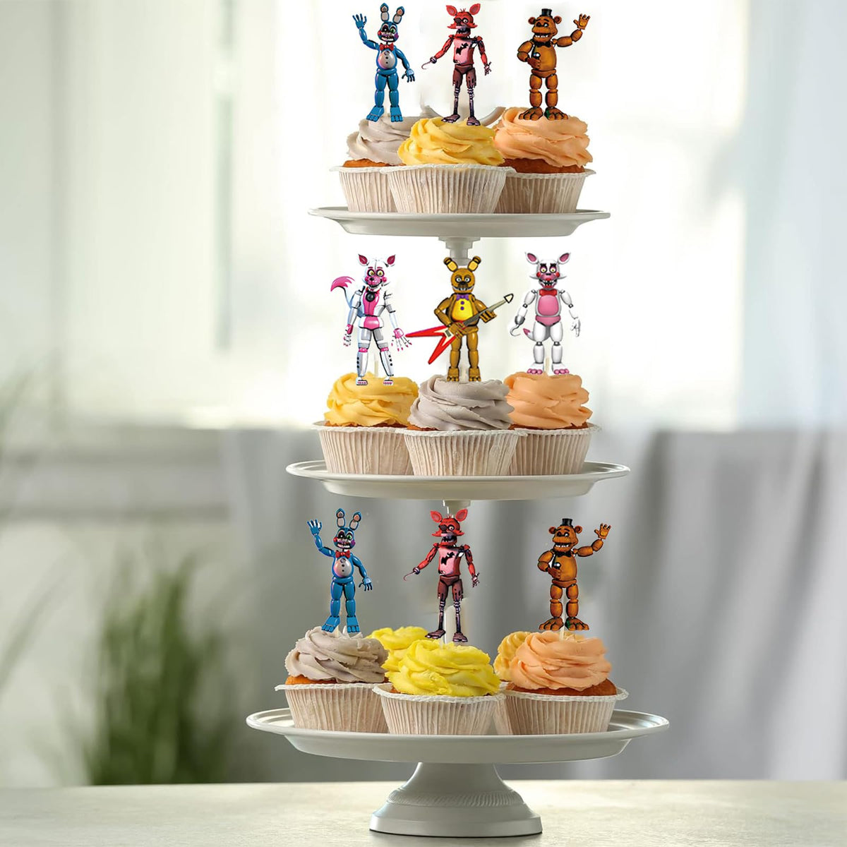 Jun Qi freddy theme birthday decor elevates celebrations with wow-factor cupcake toppers.