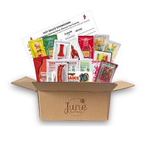 June Street Market hot sauce variety 40 packets in a gift box for easy flavor exploration