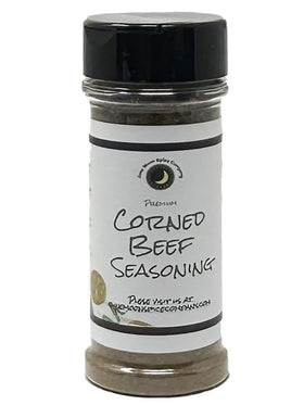 June Moon Corned Beef Seasoning large shaker front view for easy brining.