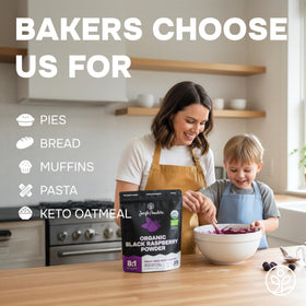 Jungle Powders raspberry powder in batter; enhances flavor and hue in baking