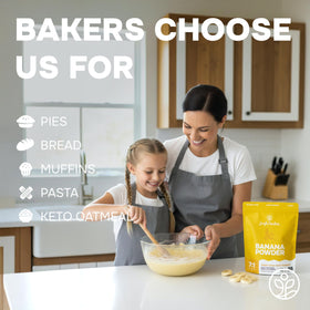 Banana powder added to baking batter to enhance aroma and color.