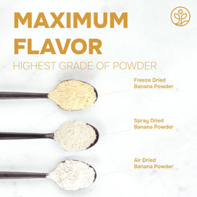 Banana powder stirred into porridge for creamy texture.
