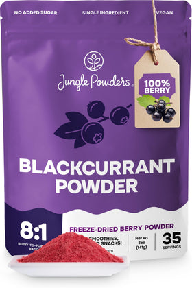 Jungle Powders Black Currant Powder bag ready for smoothies and baking.