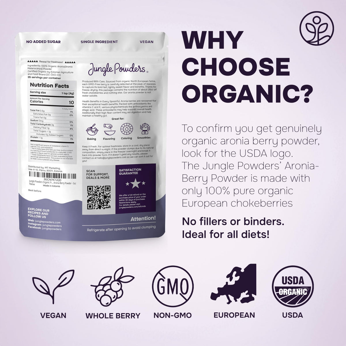 Easy kitchen setup with Jungle Powders aronia powder for re-powdering.