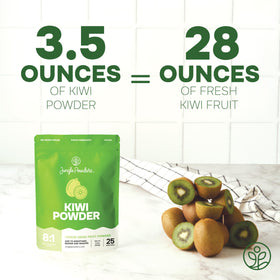 Jungle Powders Kiwi Powder smoothie bowl shows vibrant color and nutrition boost.