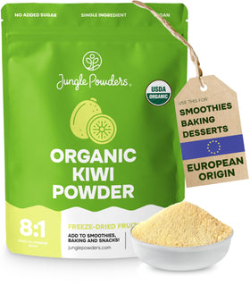 Jungle Powders Kiwi Powder bag shows organic whole-fruit powder for baking