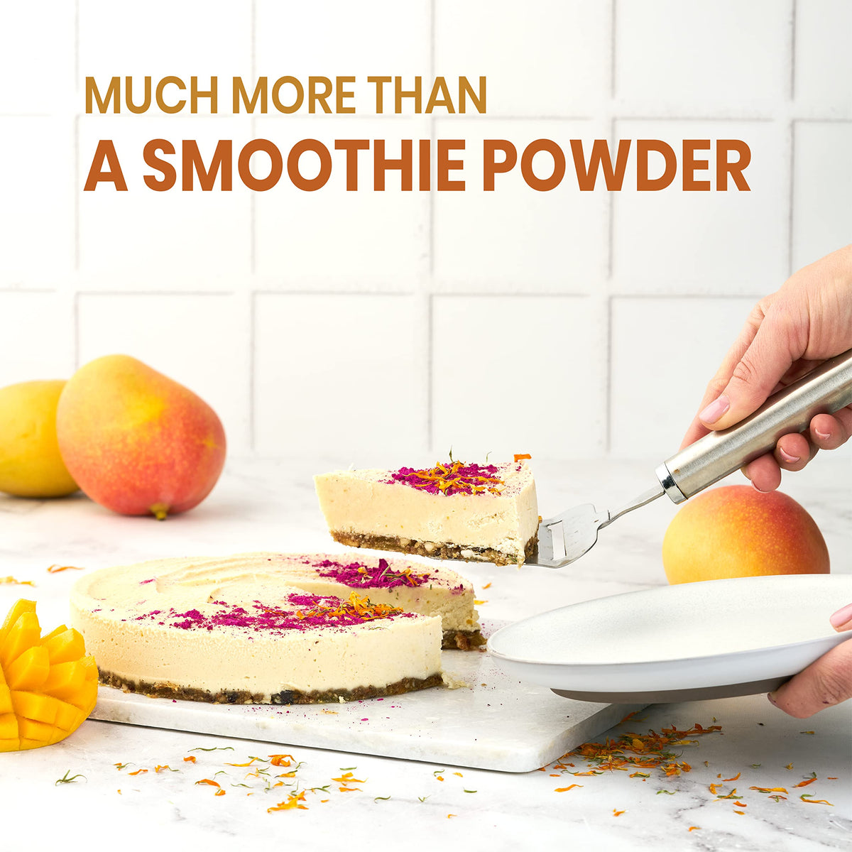 Jungle Powders Organic Mango Powder baking-use highlights vibrant color for desserts