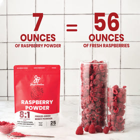 Jungle Powders raspberry powder pours into batter for natural fruit flavor