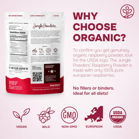 Jungle Powders raspberry powder storage tin, ready for year-round use.