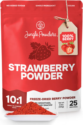 Jungle Powders Strawberry Powder - whole fruit freeze-dried berry for rich flavor in baking