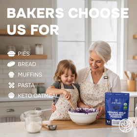Jungle Powders Wild Blueberry Powder used in baking for vibrant desserts