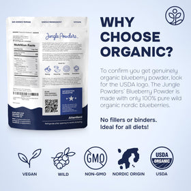 Jungle Powders Wild Blueberry Powder added to foods for natural blueberry hue