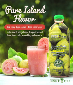 Jungle Pulp bottle label highlights Costa Rican ingredients.
