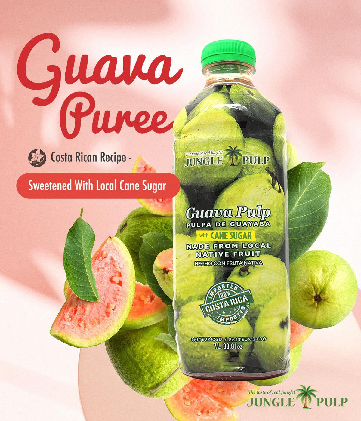 Texture close-up showing thick Jungle Pulp guava puree.