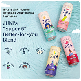 JUNI Raspberry Sparkling Bottle with glass for healthy mocktails