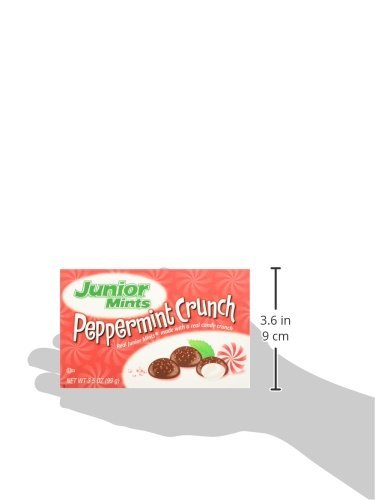 Junior Mints Peppermint Crunch box emphasizes minty flavor and holiday charm