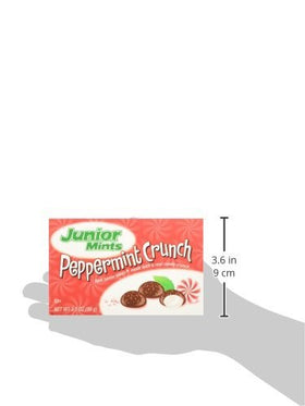 Junior Mints Peppermint Crunch box emphasizes minty flavor and holiday charm