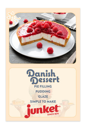 Creamy Junket Raspberry Danish Dessert pudding ready to chill