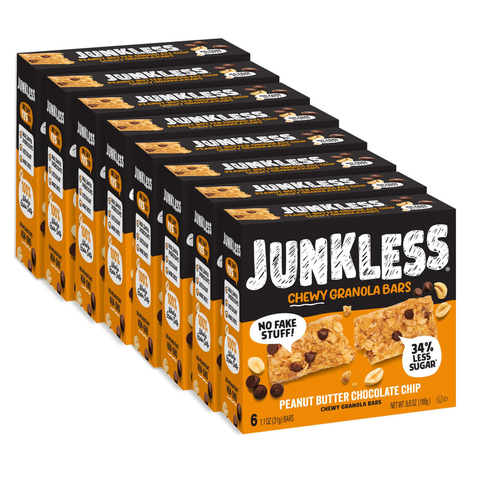 JUNKLESS 48-bar family pack packaging for easy family snacking