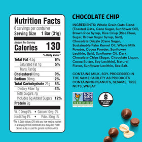 JUNKLESS granola bar chocolate chip close-up showing soft chewy texture.