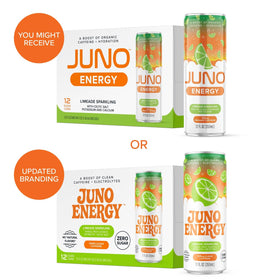 juno energy limeade sparkling bottle side highlights sugar-free formula and lime flavor