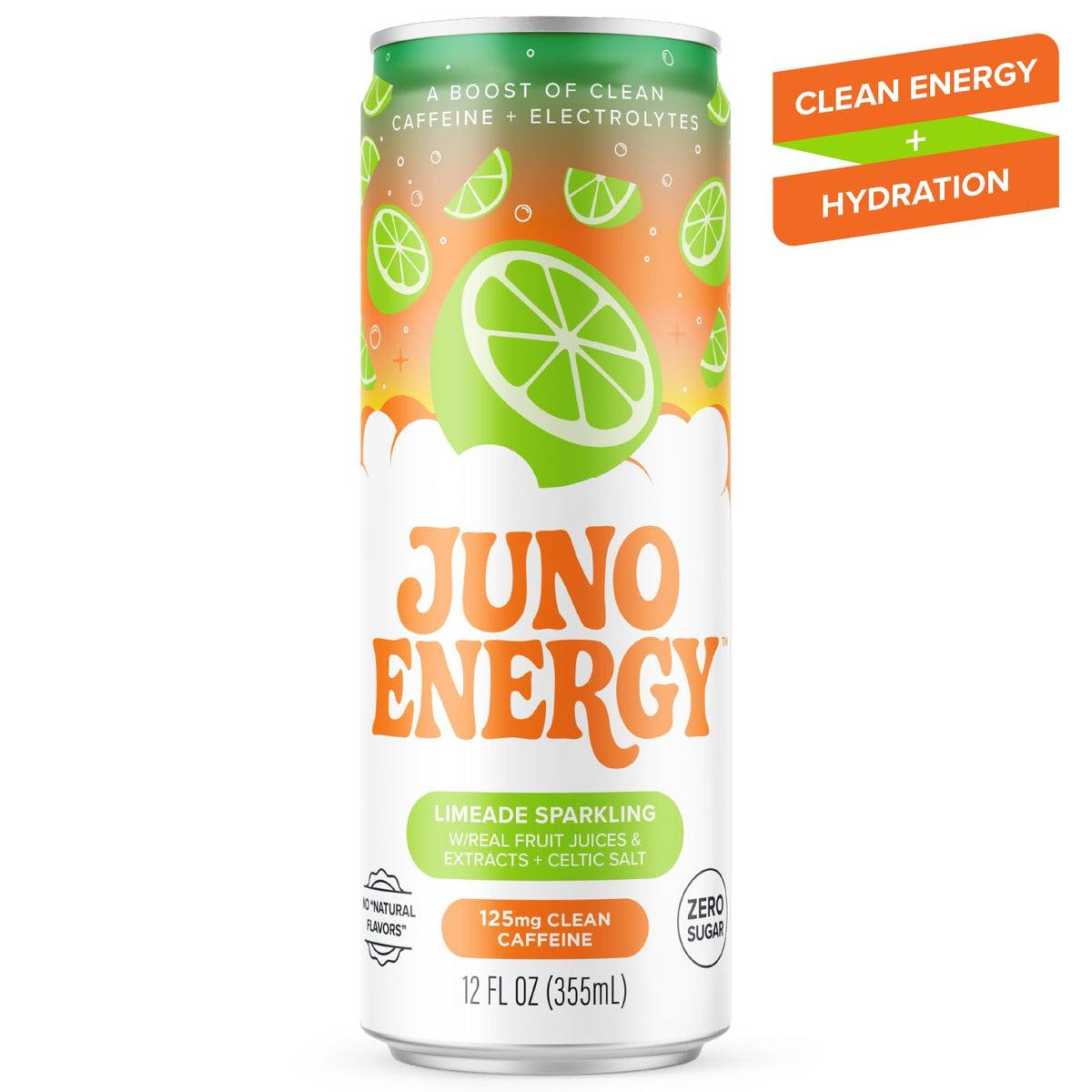 juno energy limeade sparkling fizz closeup illustrates natural caffeine lift