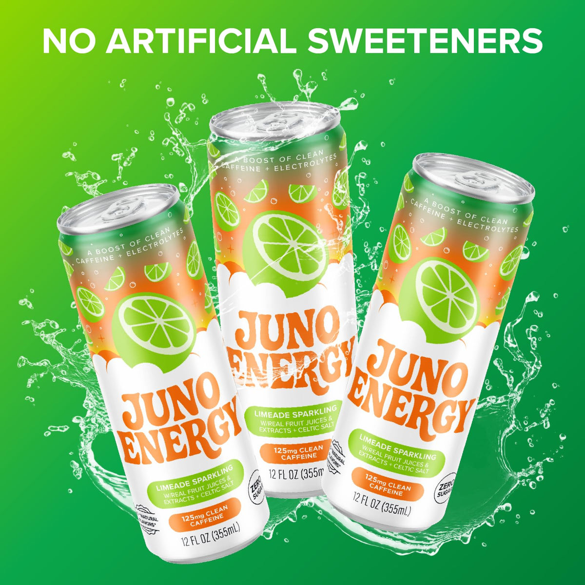 juno energy limeade sparkling ingredients panel lists electrolytes and vegan formula