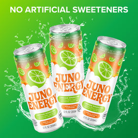 juno energy limeade sparkling ingredients panel lists electrolytes and vegan formula